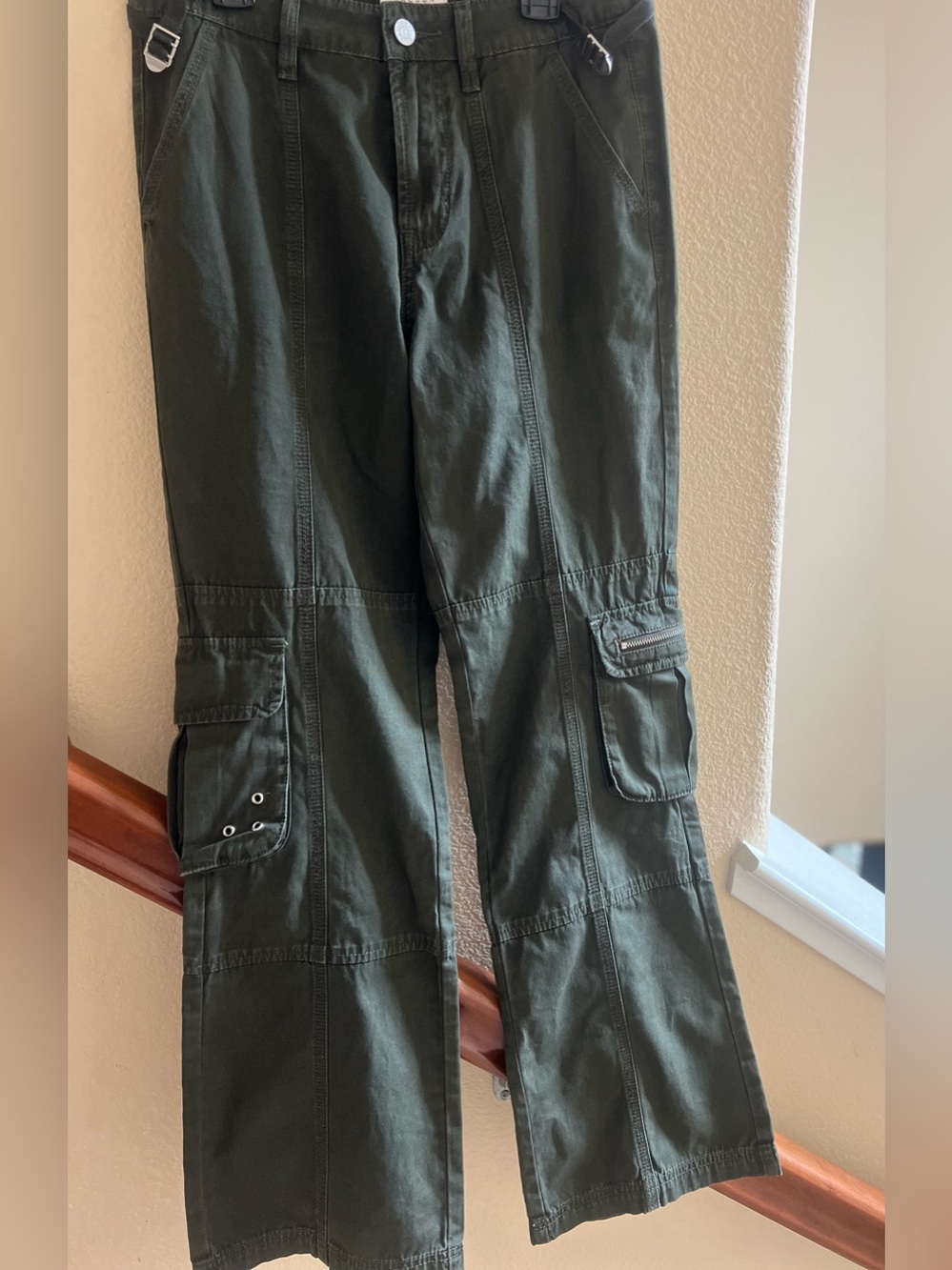 Pacsun Army Green Mid Rise Vintage Y2K Bootcut Pants Waist 25